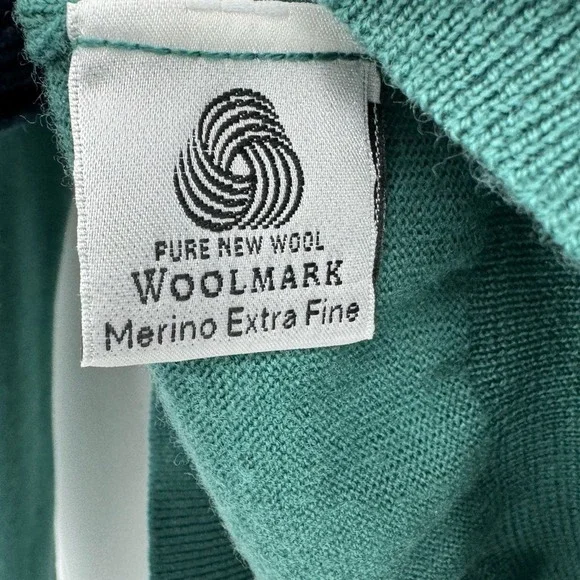 Ledbury V-Neck Extra Find Merino Wool Pullover Sweater Long Sleeve Green Size XL